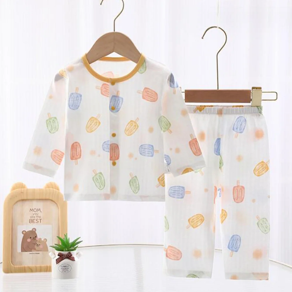 Baby Boys Clothing Sets Cotton Cute Long Sleeve Tops + Pants Two Pieces Summer Thin Type Newborn Girl Outfits