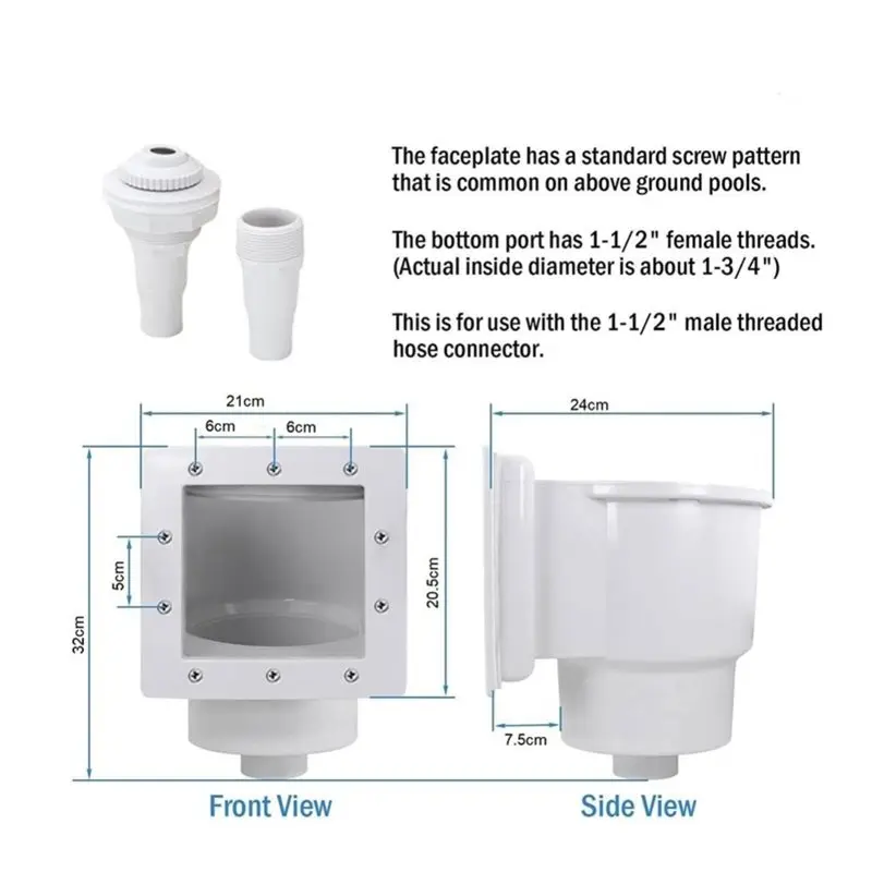 ABHS Above Ground Swimming Pool Skimmer Kit, Thru Wall Design Standard SP-1091, Fits All Standard Pool Wall Cutouts, ABS