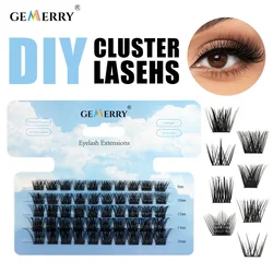 Gemerry DIY Cluster Eyelash Extension Individual Fox Eye Effect Segmented Eyelashes Premade Volume Fans Lashes Makeup Supplies