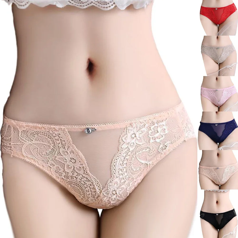 

Bikini Set Sexy Women Briefs Mesh Lace Underwear Low Waist Underwear Transparent Lightweight Thong Breathable Underpants New