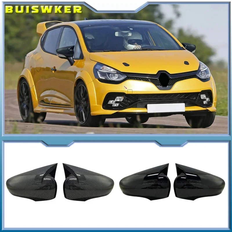 Bat Side Mirror Cover for Clio 4 IV 2012-2020 Renault Car Accessories RS GT Shiny Piano Black Tuning Auto Sport Bat Design