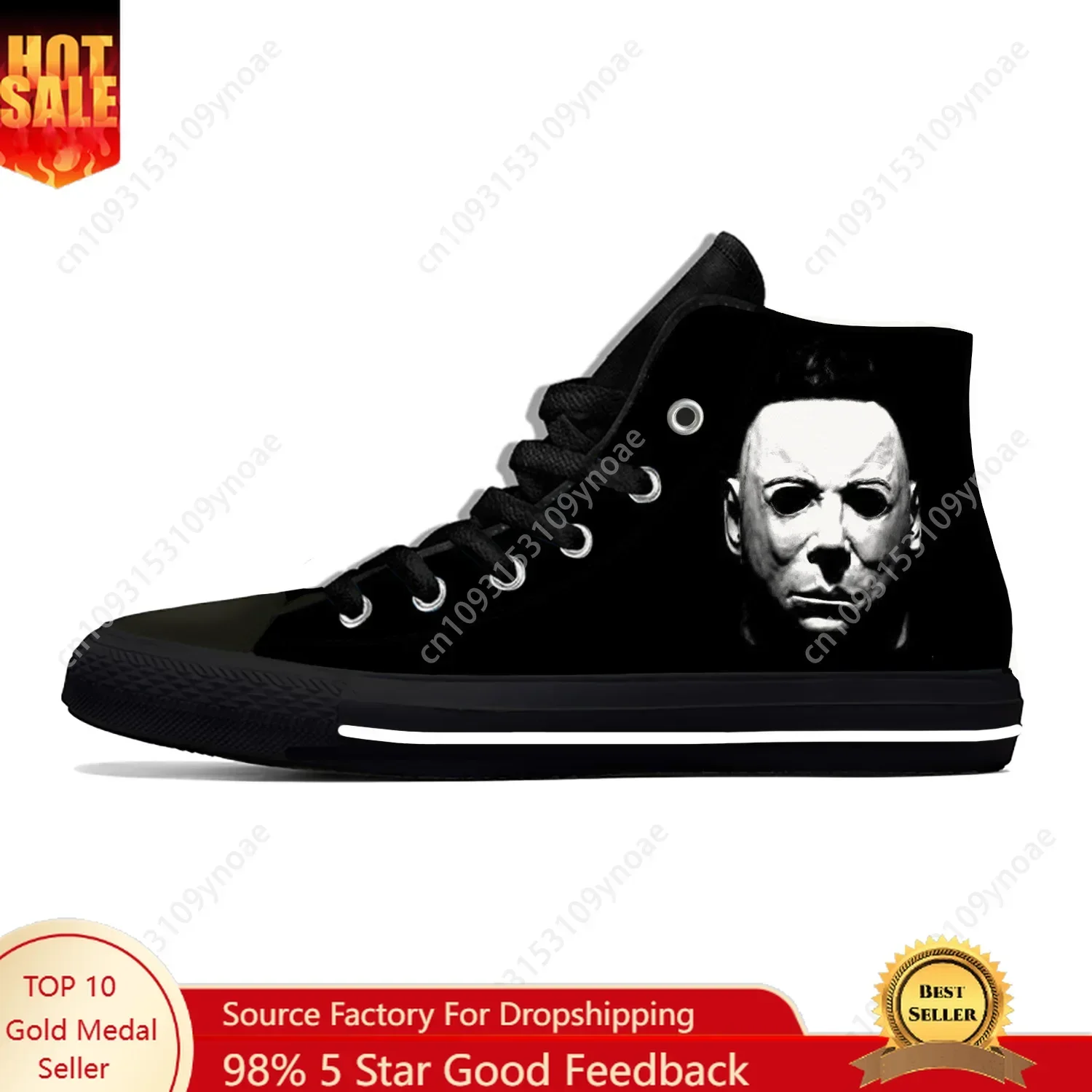 

Michael Myers Halloween Horror Scary Cool Fashion Casual Cloth Shoes High Top Lightweight Breathable 3D Print Men Women Sneakers