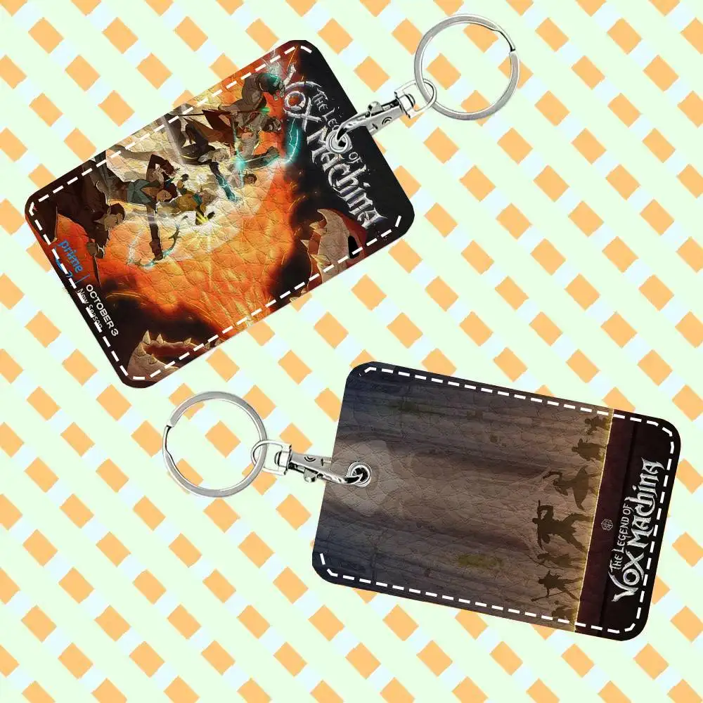 Anime The Legend V-vox M-Machina Card Case Keychain Access Card Bag Key Tag Ring Leather Card Holder Key Ring Access