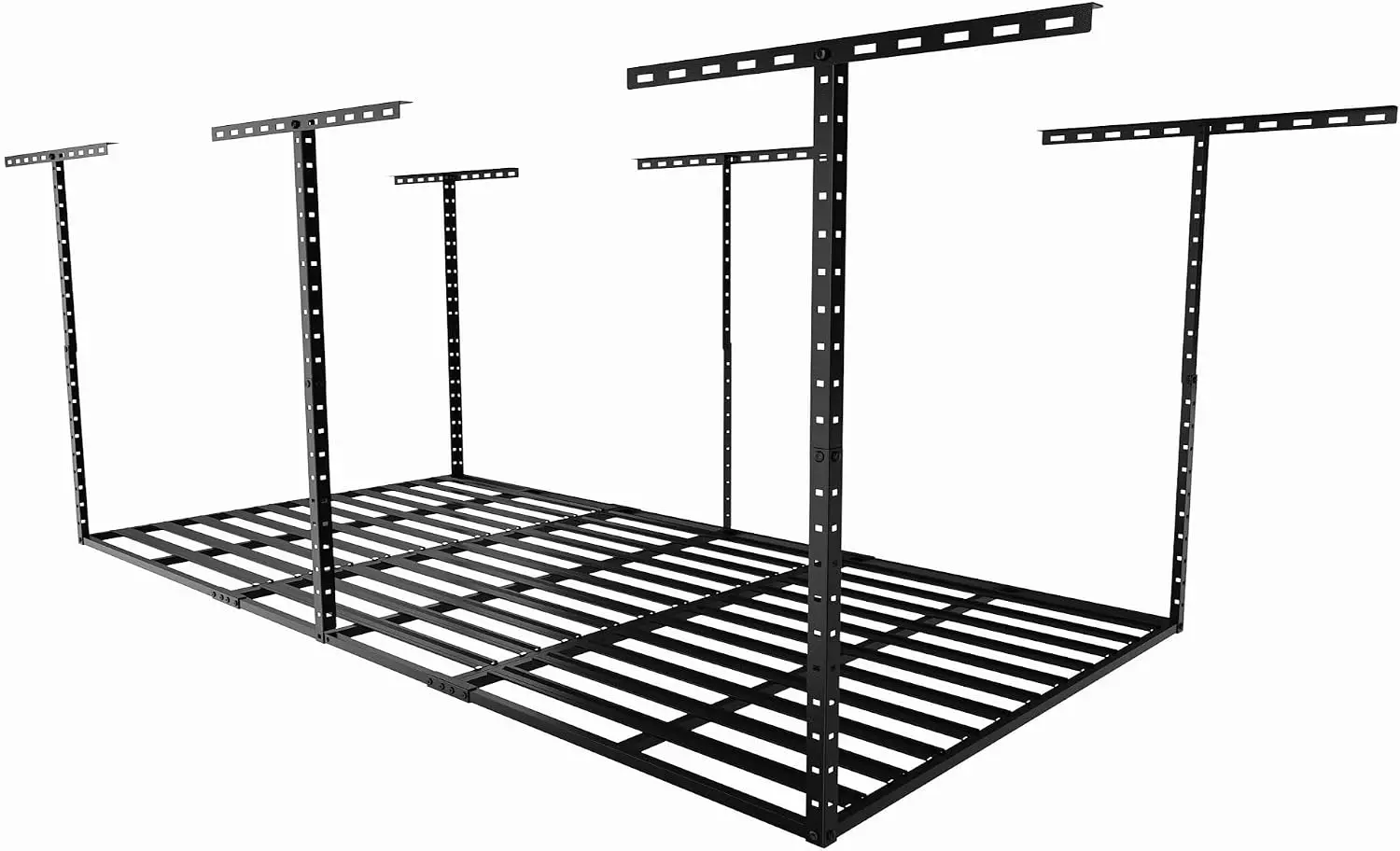 Overhead Garage Storage Rack Ceiling Mounted Adjustable Storage Racks Heavy Duty Steel Organizer Hanging Shelf Framework For Warehouse Utility Room Hammertone Black