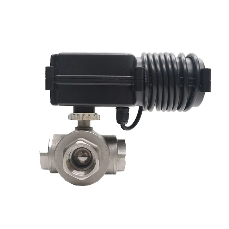 3s Electric Control 3-Way Stainless Steel Ball Valve Motorized Actuator SS 304/316 24VDC/AC On/off Type Electric Valves