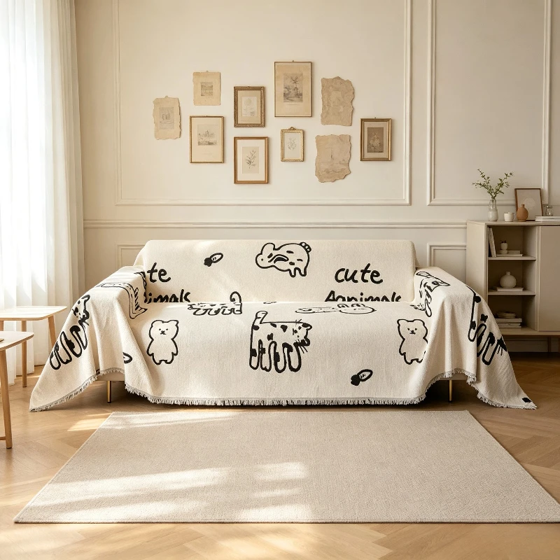 Living Room Four Person Sofa Towel Cover Fully Wrapped Sofa Towel Anti Cat Scratch Suitable For All Seasons
