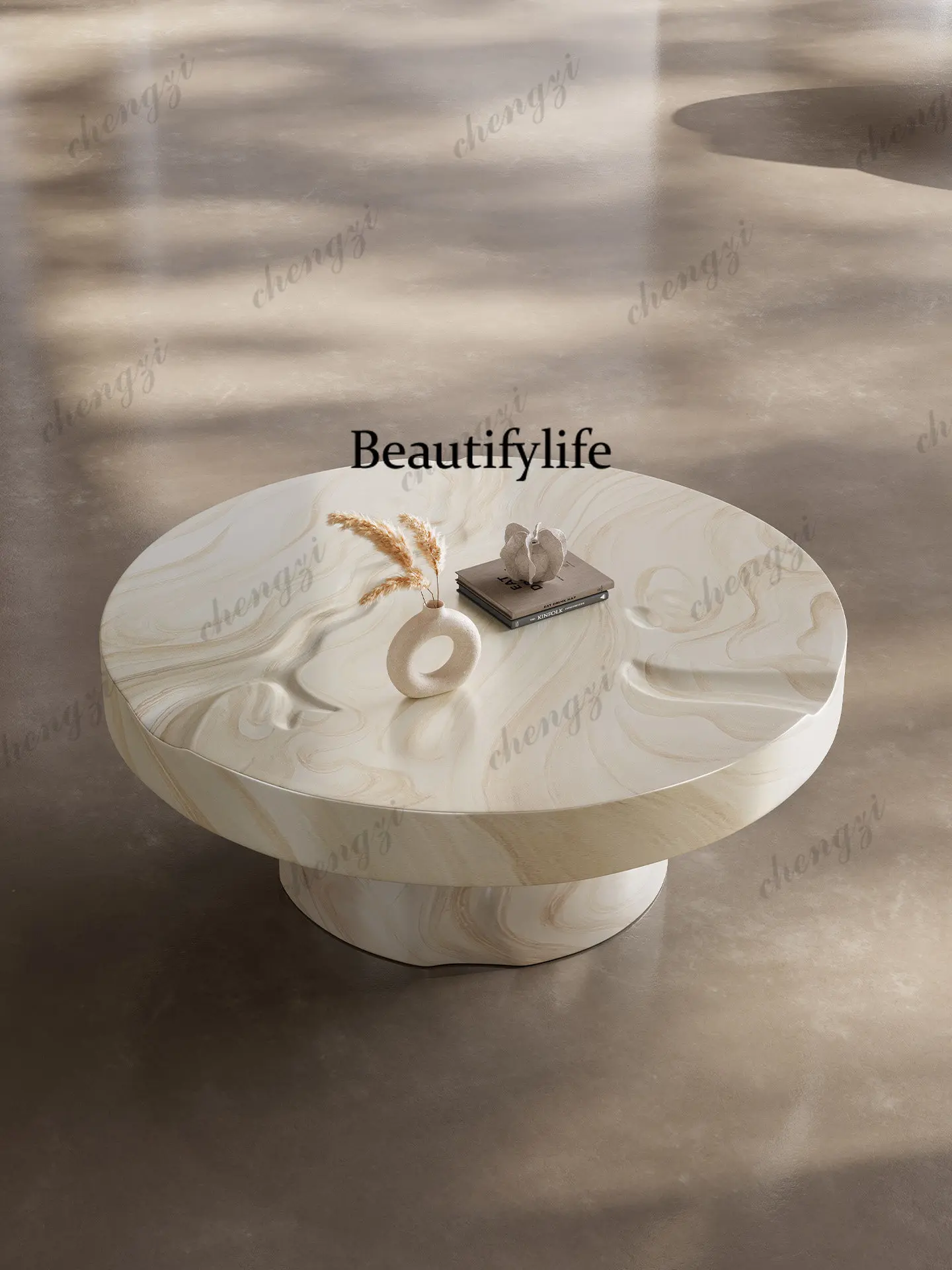 Italian designer senior creative glass fiber reinforced plastic round coffee table living room household European simple table