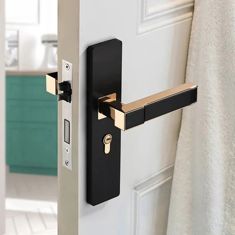 

Zinc Alloy Bedroom Door Lock Wooden Door Handle Silent Locks Universal Integrated Locks Anti Theft Safety Lock Doors Hardware