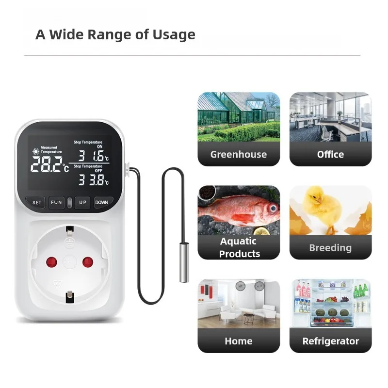 Digital Temperature Controller Socket Thermostat EU Plug 220V With Timer Switch Heating Cooling For Refrigerator Aquaculture