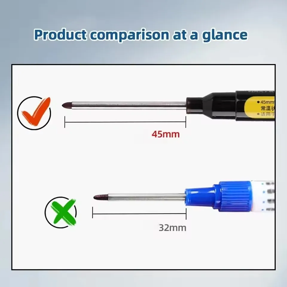 45mm Waterproof Long Head Nib Deep Hole Markers Pen Tile Carpenter Pen Multi-purpose for Woodworking view 4
