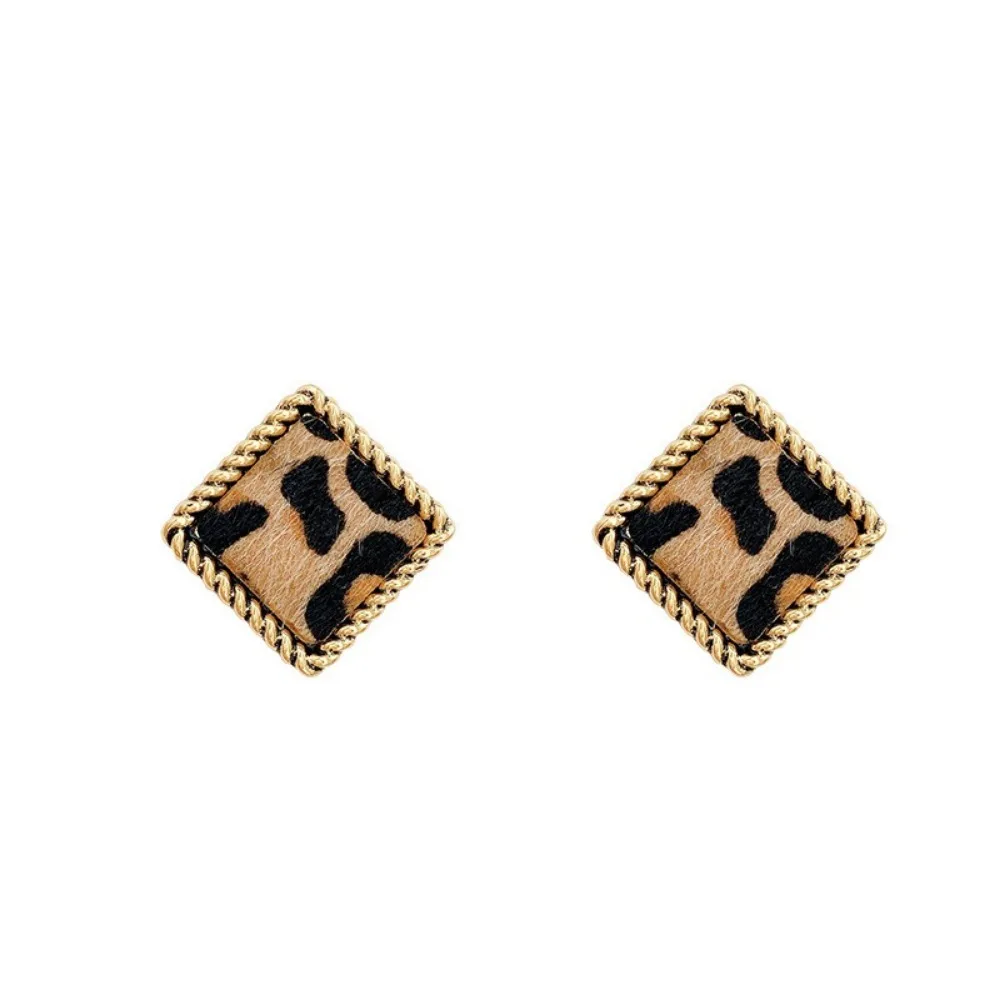 Korean Style Autumn and Winter Leopard Simple Pattern Plush Earrings Feminine Fashion Cold Style Retro Earrings Jewelry