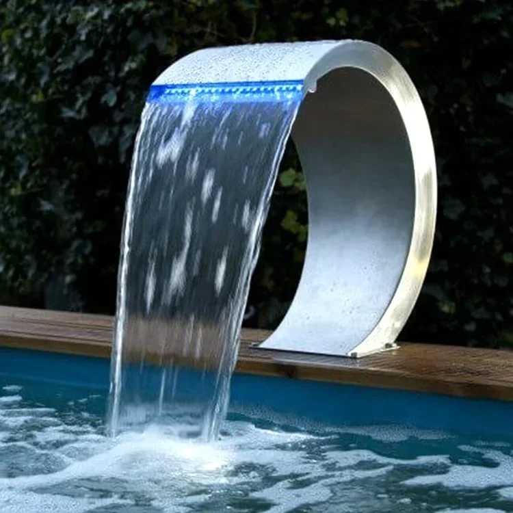 

Pool Accessories Stainless Steel Indoor Water Pool Garden Waterfall Blade Cascade with Led Light