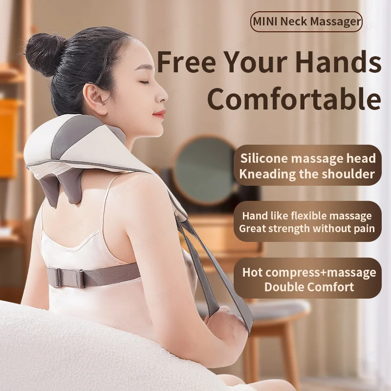 Electric Neck Back Massager Heat Shoulder Leg Kneading Massage Relax Pillow Neck Strecher Health Care Massage Machine PainRelief