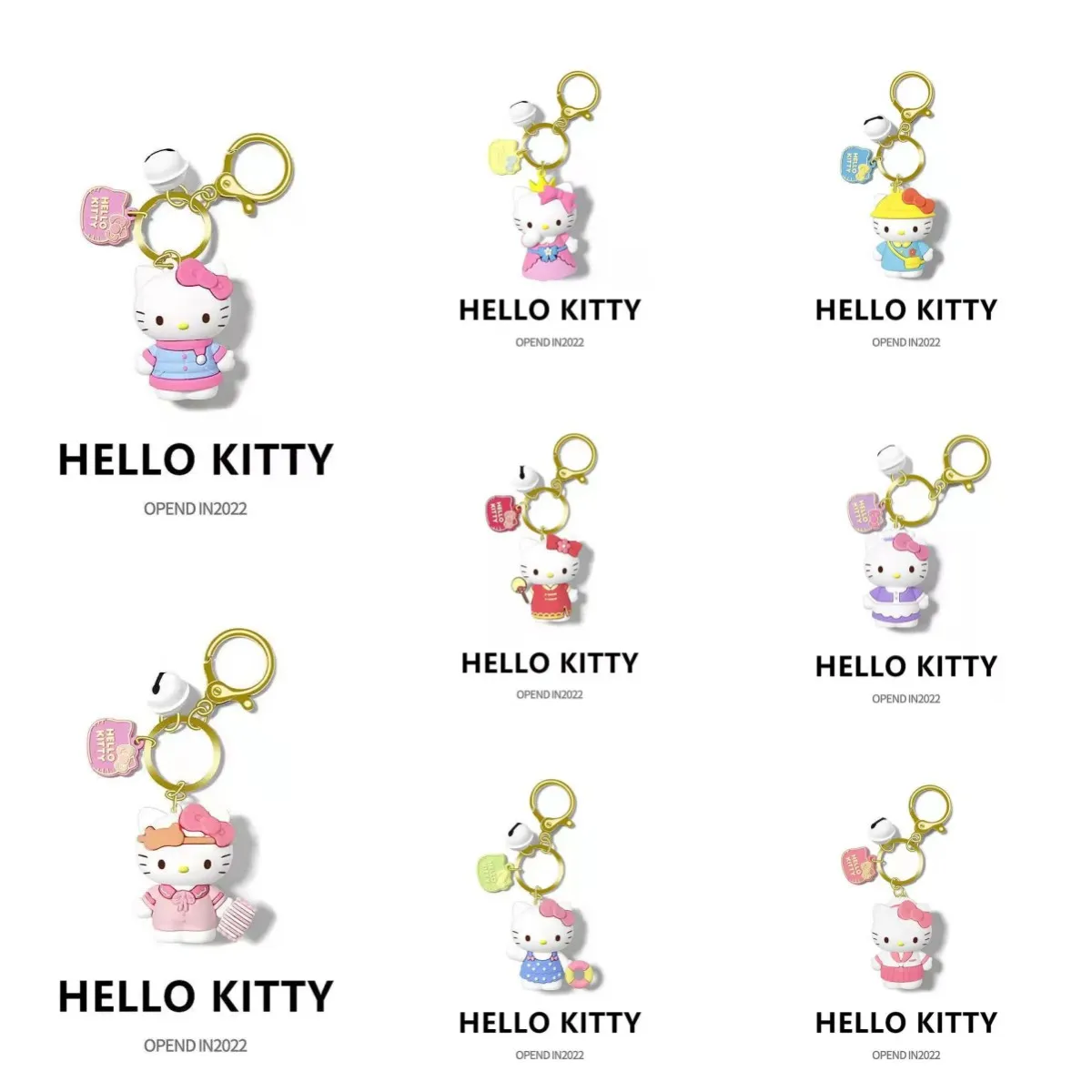 Creative Cute Cartoon Dress Up Diary Hello Kitty Silicone Keychain Pendant Car with Figure Ornament Girlfriend Gift