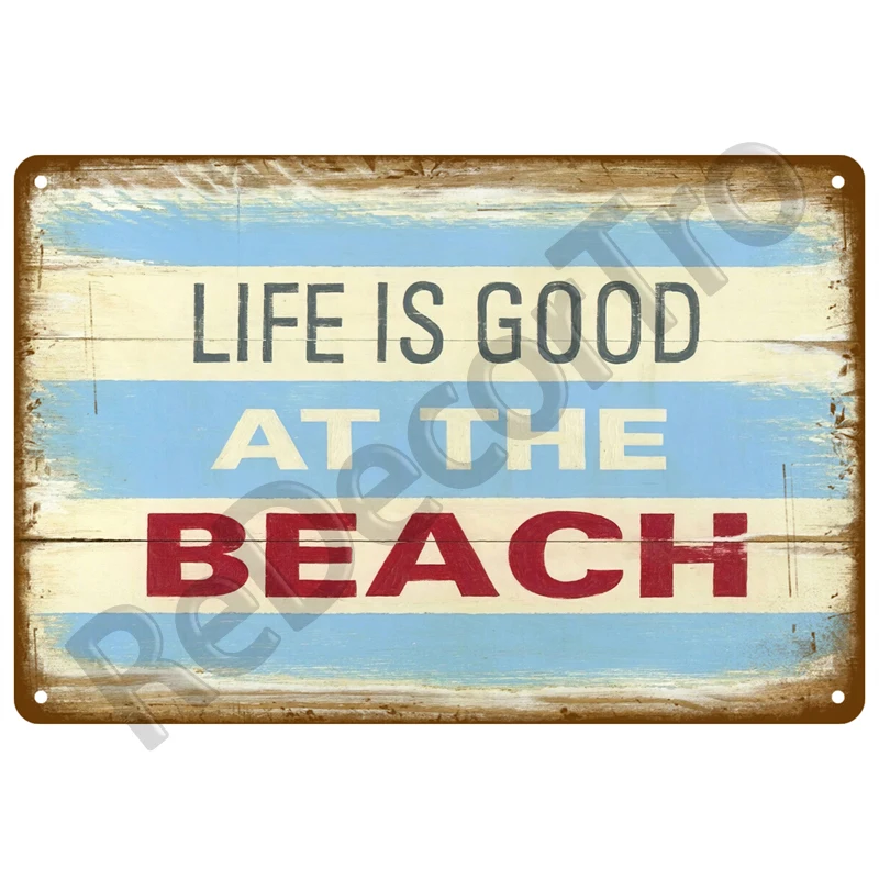 Vintage Summer Beach Metal Signs Famous City Landscape Poster Tin Sign Plate Retro Wall Art Decor For Living Room Home Seaside