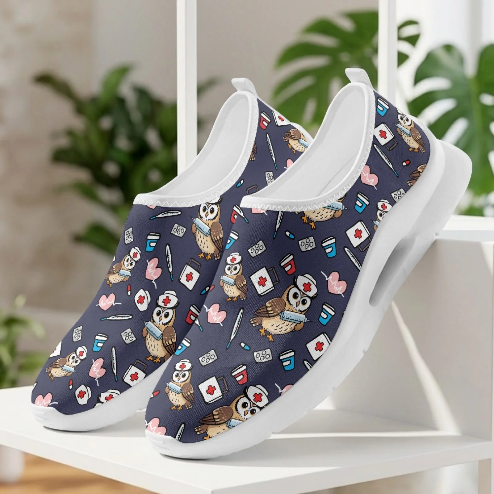 PENSTROLL Mesh & EVA Comfort Nurse Shoes Slip on Casual Shoes for Women All Seasons Nurse Owl Medical