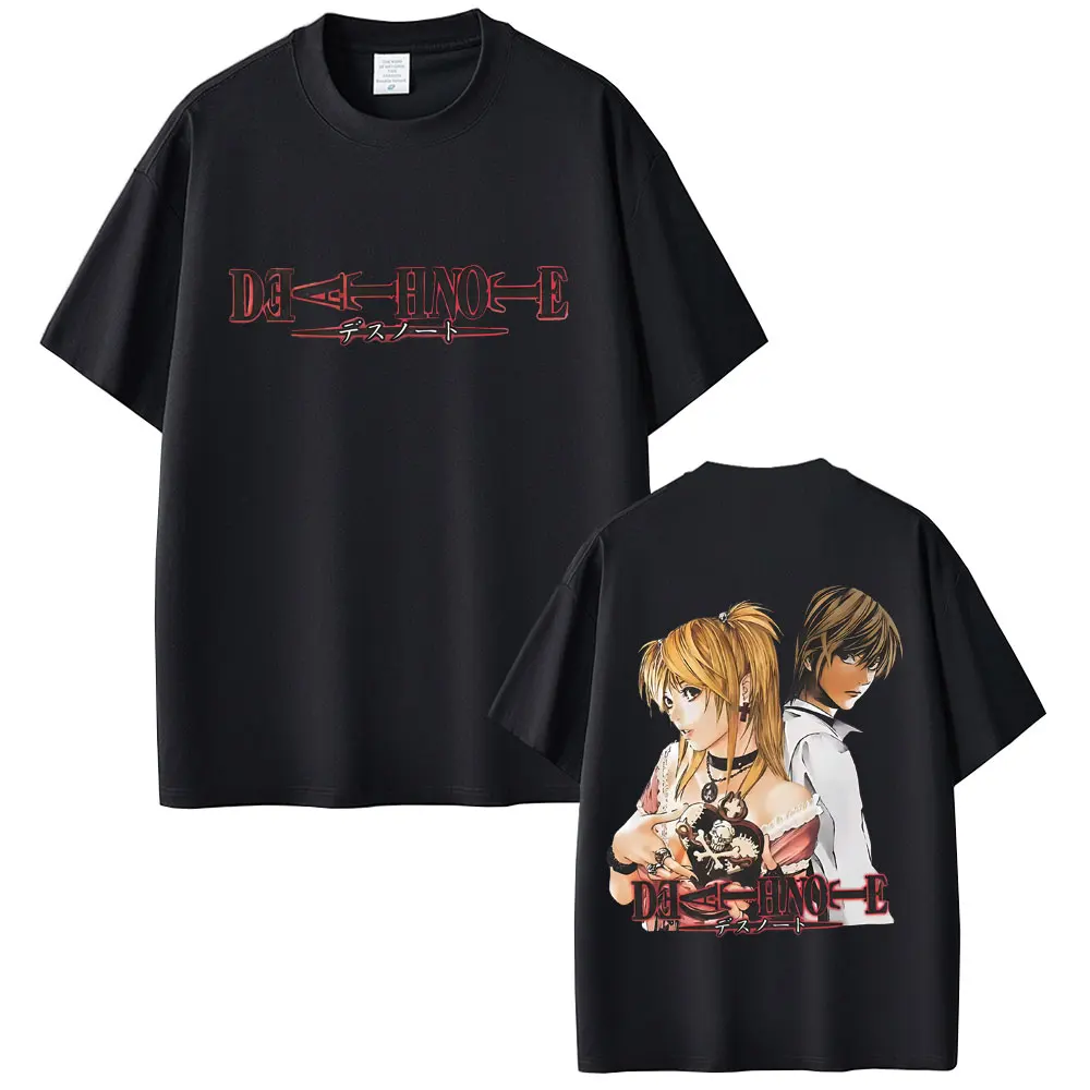 

Anime Death Note MisaMisa & Yagami Light Graphic T Shirts Men Women Fashion Oversized T-shirts Cartoon Manga Merch Streetwear