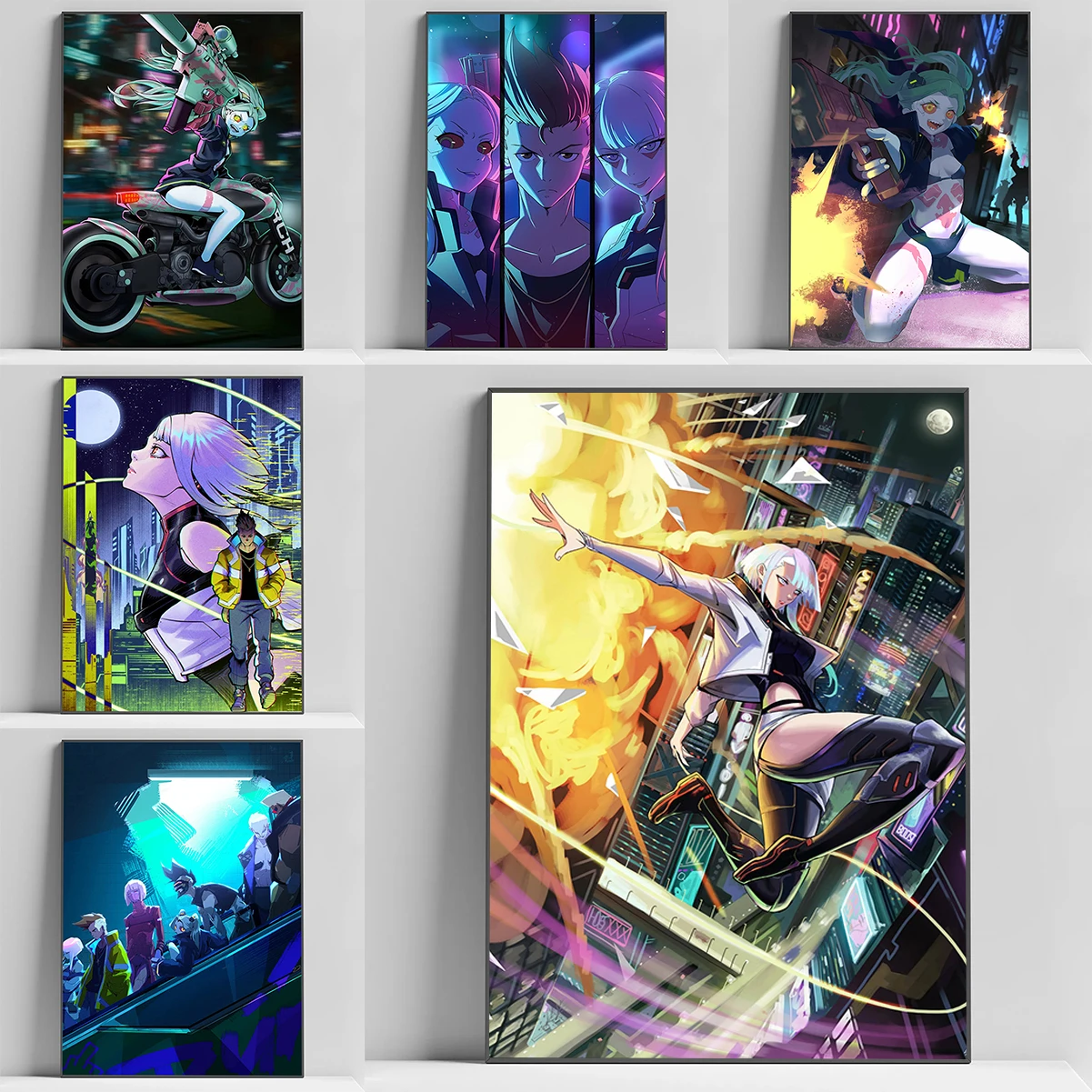 

C-Cyberpunk E-Edgerunners Anime Poster Print Decorative Paintings Office Decoration Room Decor Art Painting on Canvas Home Wall