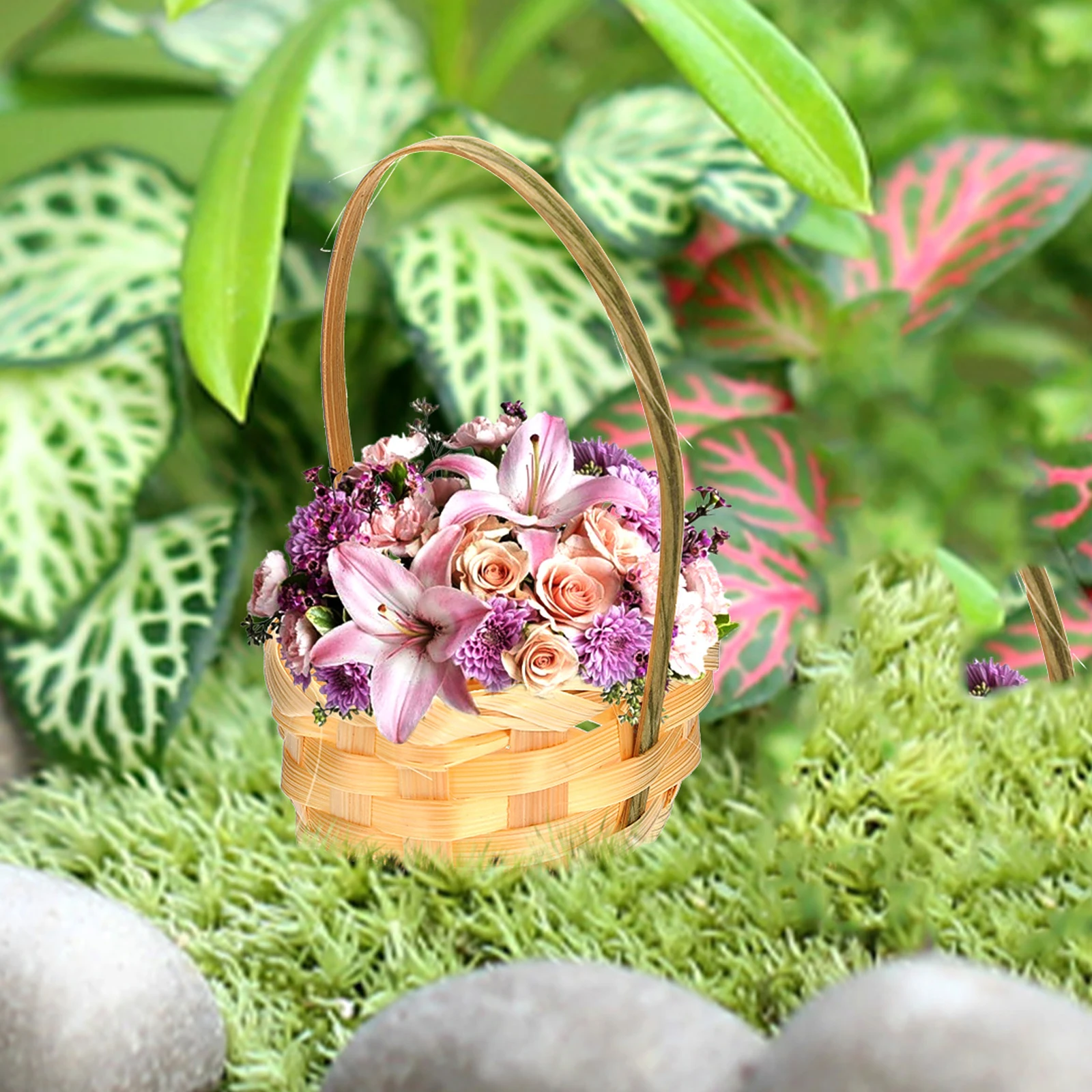 

Handcrafted Wicker Flower Basket 10Pcs Mini Bamboo Storage Basket with Lid Gift Packing Basket for Fruits or Decoration