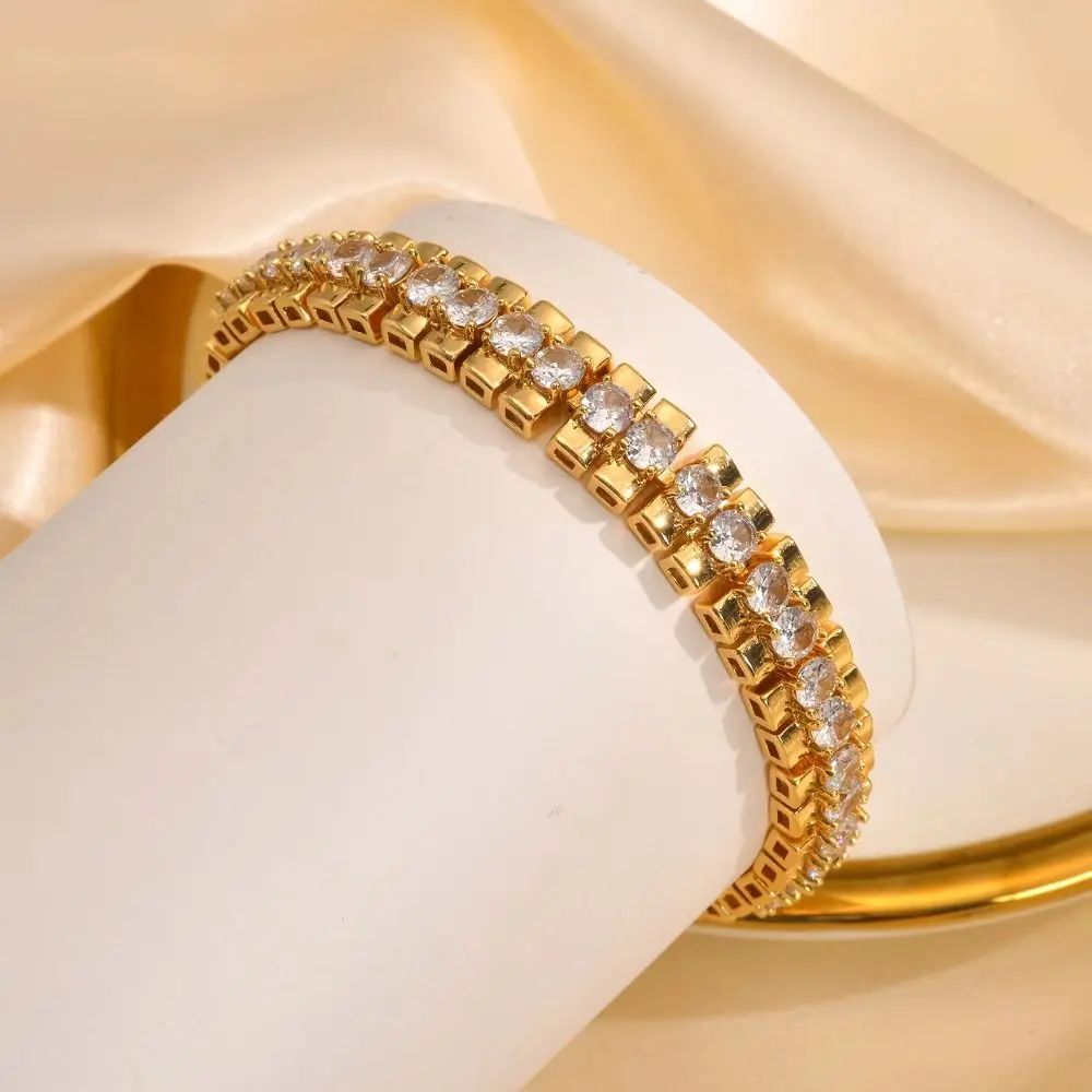 

Jewelry Paperclip Chain Women Bracelet Handmade Ornaments Block Chain Bracelets Waterproof INS Cubic Zirconia Bangle