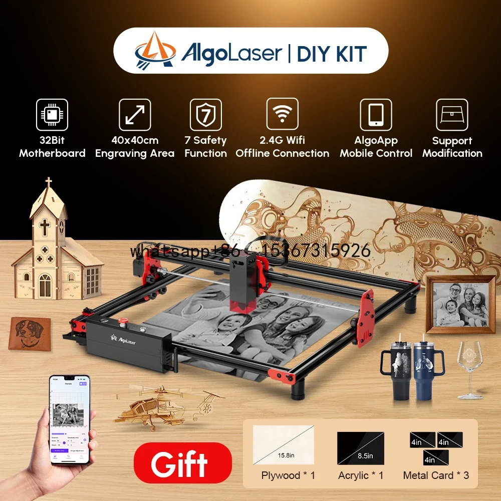 aLaser Desktop Laser Engraver Cutter With Wifi Offline Control 40*40cm DIY KIT Tools Powerful Stone Wood Engraving Machine