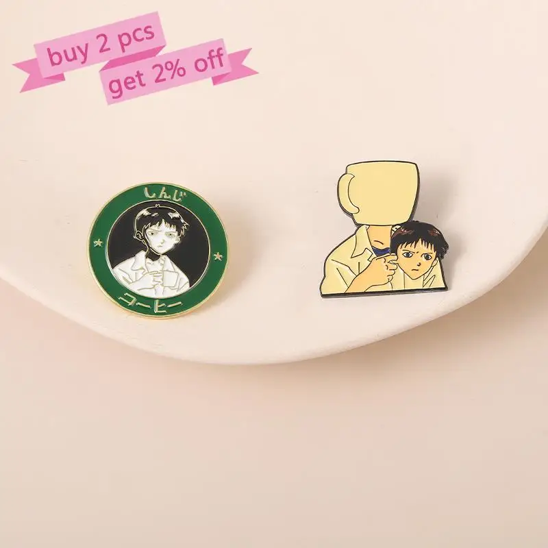 EVA Ikari Shinji Enamel Pins Custom Coffee Mug Brooches Anime Lapel Badges Cartoon Funny Jewelry Gift for Friends