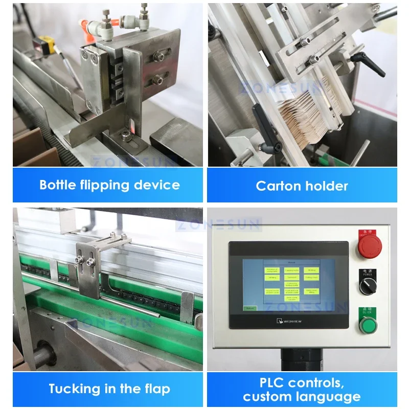 ZONESUN Automatic Liquid Packaging Line Unscrambler Fill and Capping Machine Labeler Inkjet Printer Cartoner ZS-FAL180B1