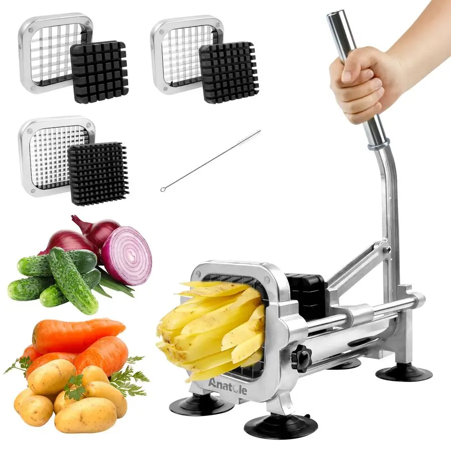 

Профессиональный резак для картофеля фри из нержавеющей стали с 1, 4, 3, 8, 1/2 лезвиями, ручная овощерезка, измельчитель для дома