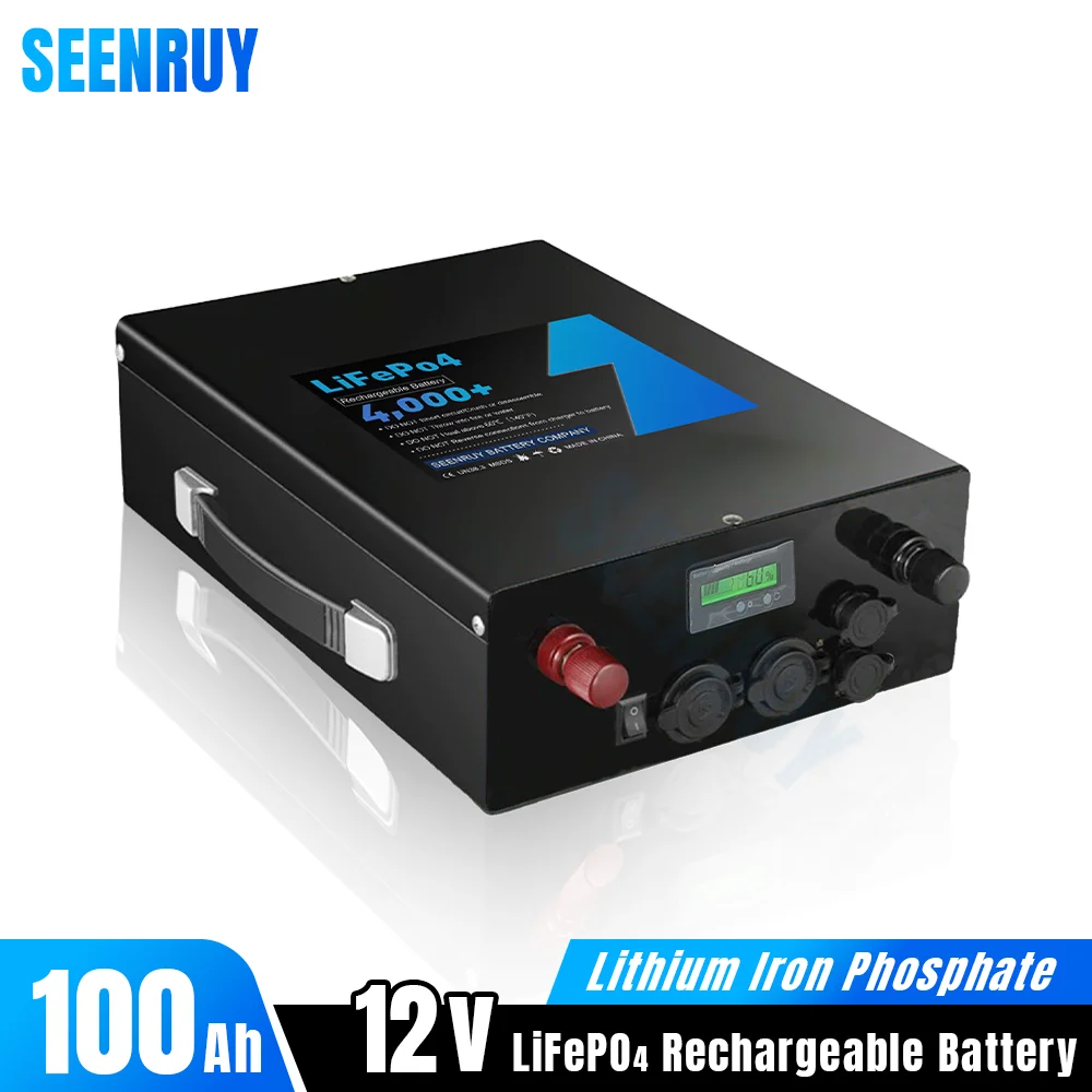 12V 100Ah Lifepo4 Battery Pack Power Bank Rechargeable Deep Cycle Built-in BMS Optional Bluetooth for RV Outdoor Campers