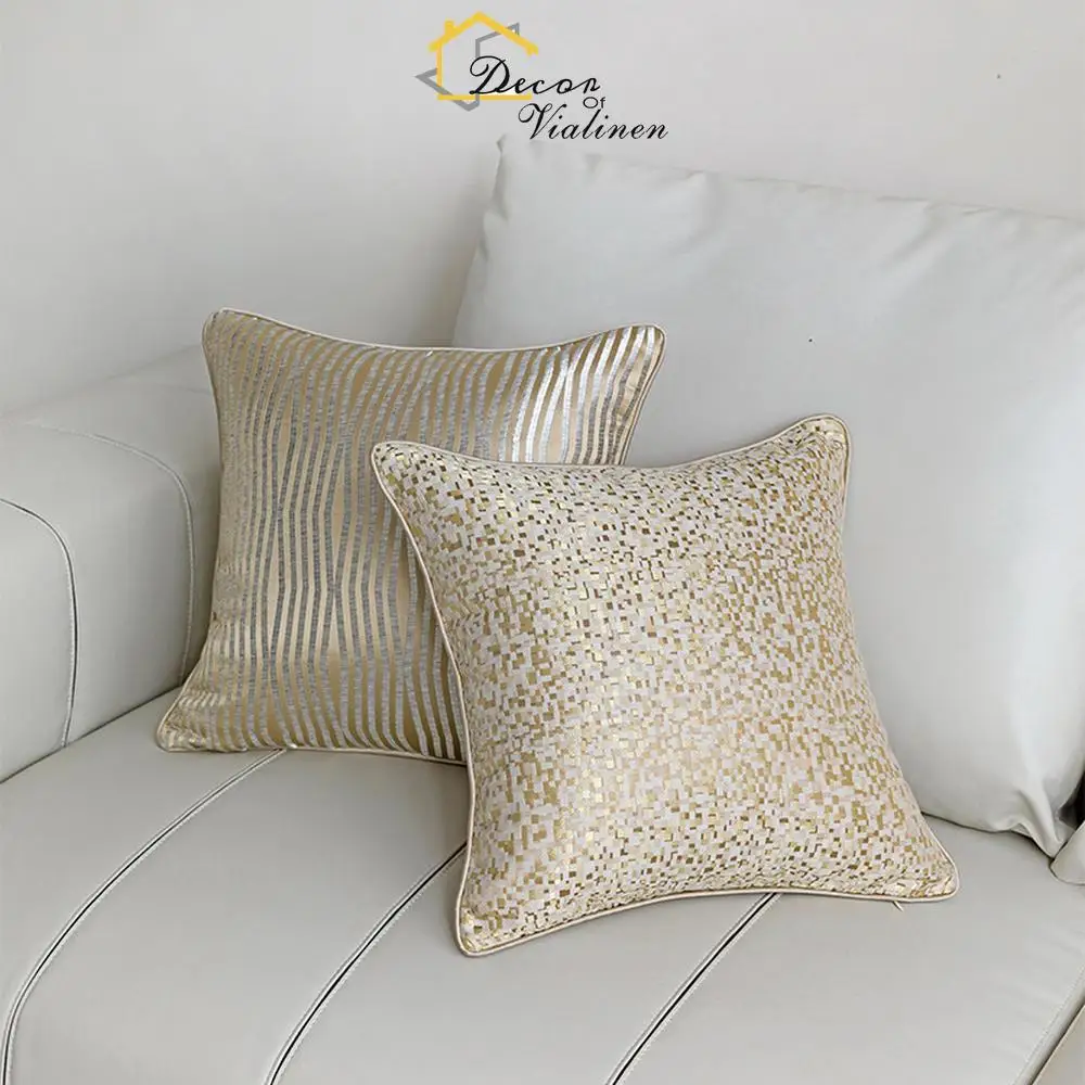 High end elegant champagne colored sofa pillow cover, European high-precision jacquard fabric cushion