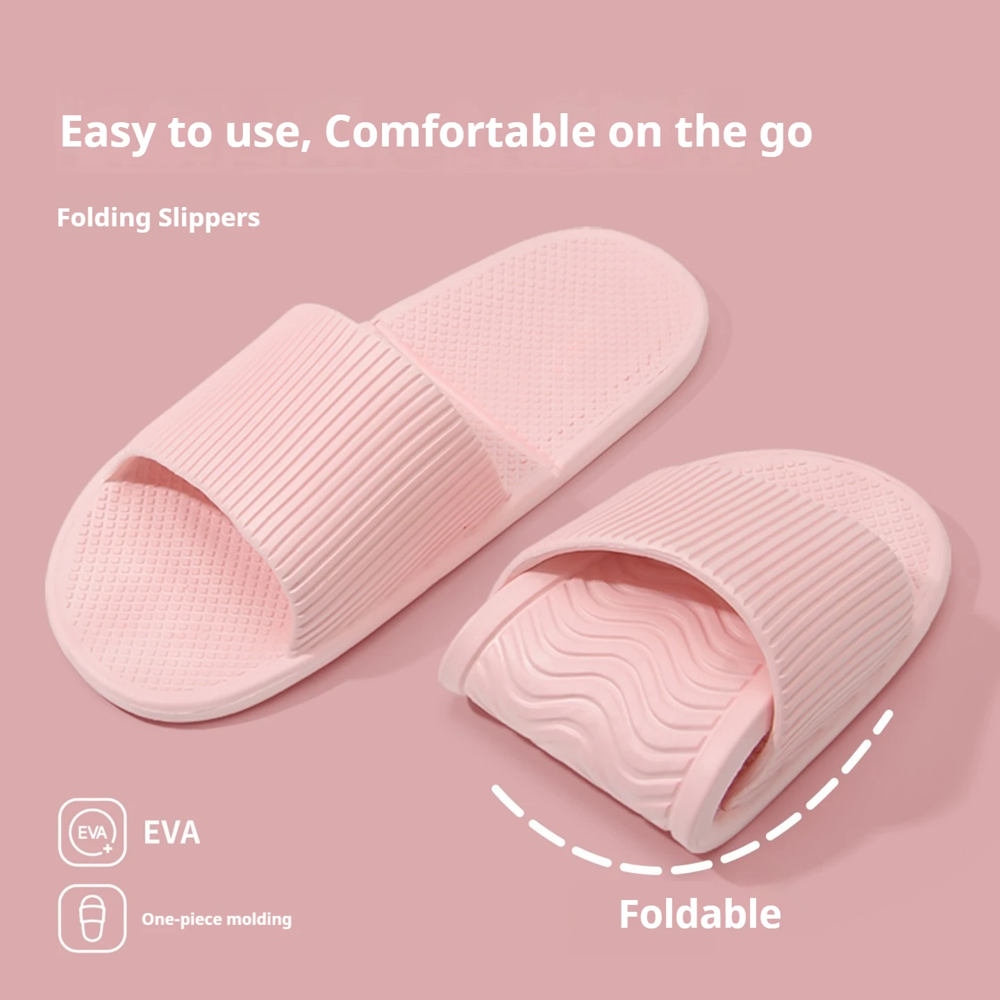 One-piece Mold Foldable Slides Women Soft EVA Non Slip Indoor Bathroom Travel Portable Slippers view 5