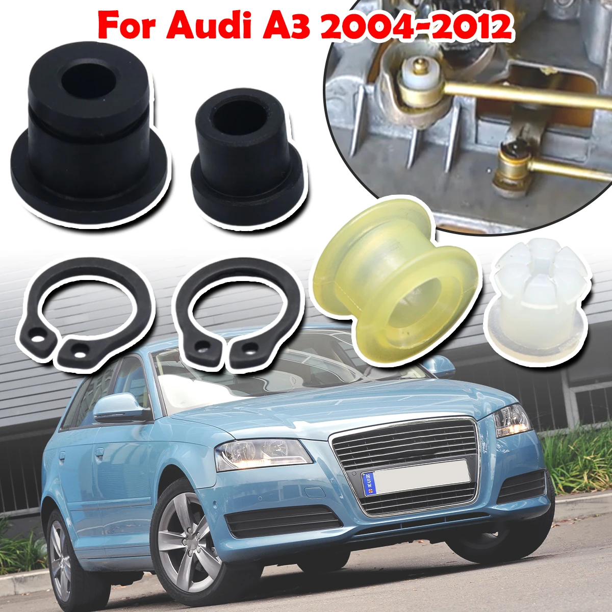 

MT Shift Cable Bushing Repair Kit For Audi A3 2004 2005 - 2012 Shifting Fix Gear Selector Change Lever Linkage Lock Washer End