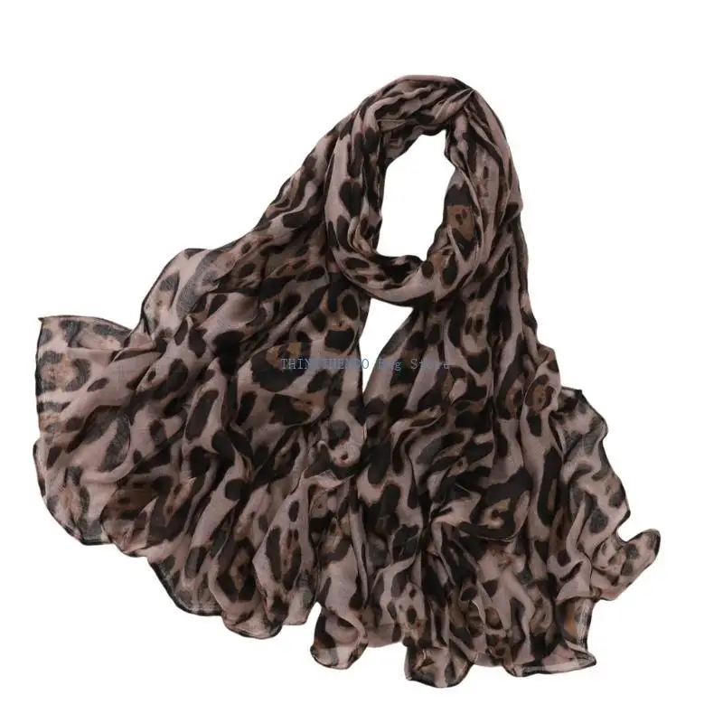 

340D 2024 Neck Scarf Leopard Print Scarf Trendy Shoulder Wrap Neck Scarves Luxury Fashionable Women Shawl 90x180cm