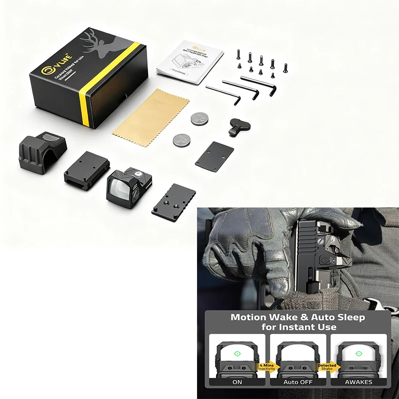 

CVLIFE Green Dot Sight 2 MOA Dot & 32 MOA Circle Reflex Optics Scopes Motion Awake with Plate Adapter for MOS & 21mm Picatinny