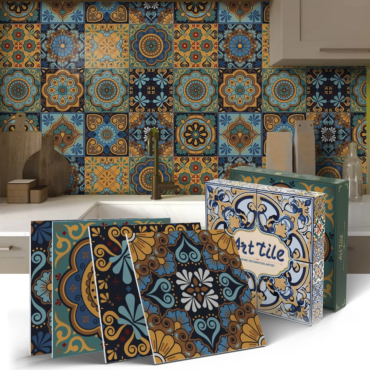 

Самоклеящиеся настенные панели с мандалой, водонепроницаемые обои для домашних животных, европейская цветочная плитка для кухни, спальни, ремонта дома