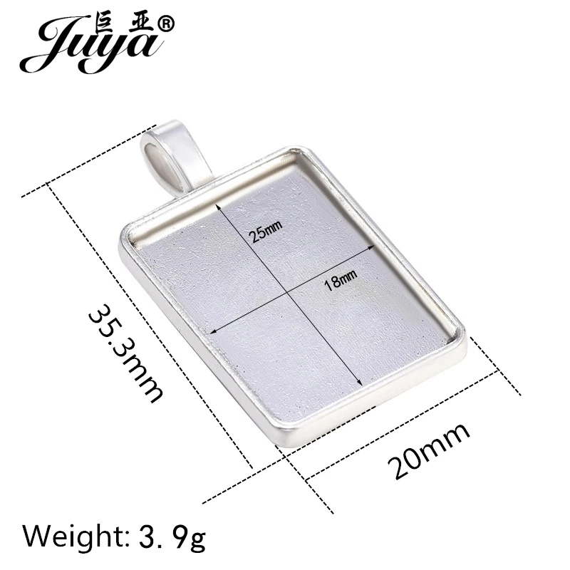 10pcs/lot 18x25mm Metal Rectangle Cabochon Base Setting 3 Colors Jewelry For Necklace Pendant DIY Making Handmade Accessories