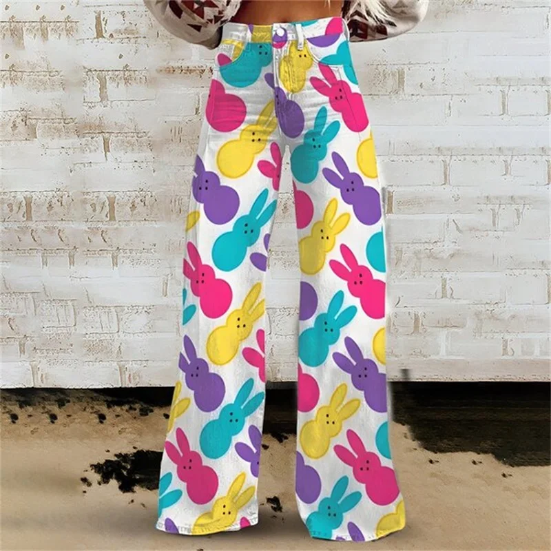 

2026 Spring and autumn season imitation denim wide legs, sporty and fashionable women's casual loose pants