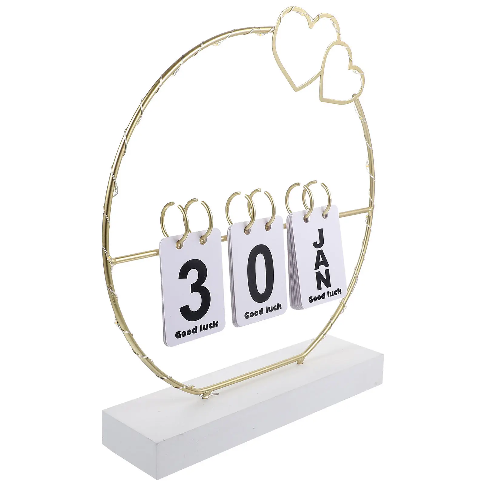 Standing Wooden Flip Calendar Perpetual Tabletop Desk Calendar with Coil Ring Design Aesthetic Rustic Desk Decor for Home Office