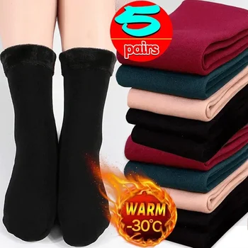 Inverno quente meias femininas macio engrossar meias de pelúcia térmica meninas cor sólida veludo lã botas de neve meias de chão casa dormir meia