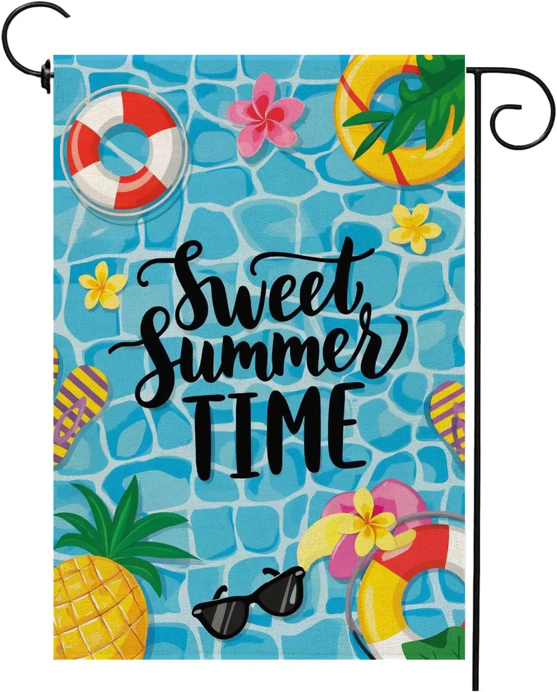 Sweet Summer Time Pool Decorations 12x18 Inch Double Sided Garden Flag Seasonal Holiday Burlap Yard Outdoor Decor ZZM