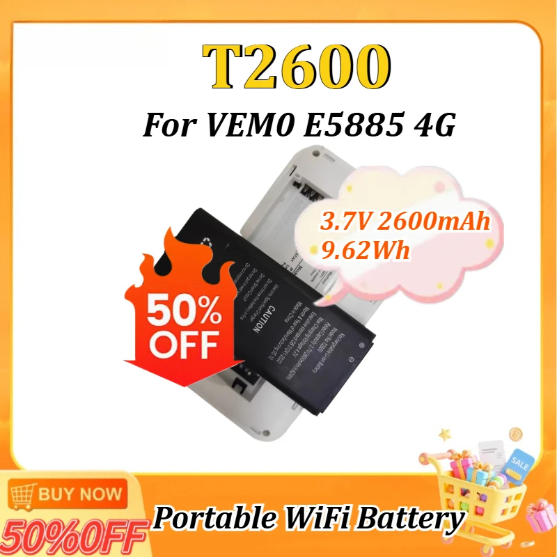 

New 3.7V 2600mAh 9.62Wh T2600 Battery for VEMO E5885 4G for LTE WIFI Router, for ZLT M30 Portable WiFi Battery