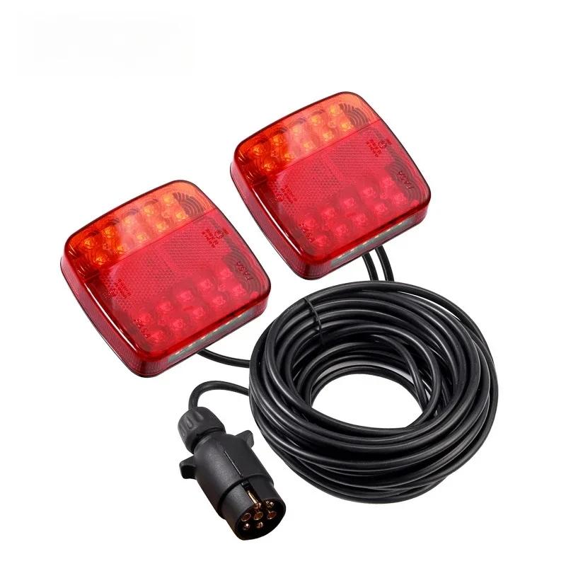 

2pcs LED Magnetic Trailer Light Set Red Amber 12V 26 LEDs Waterproof Rear Tail Lights Set with 7.5m Cable for Indicator Light
