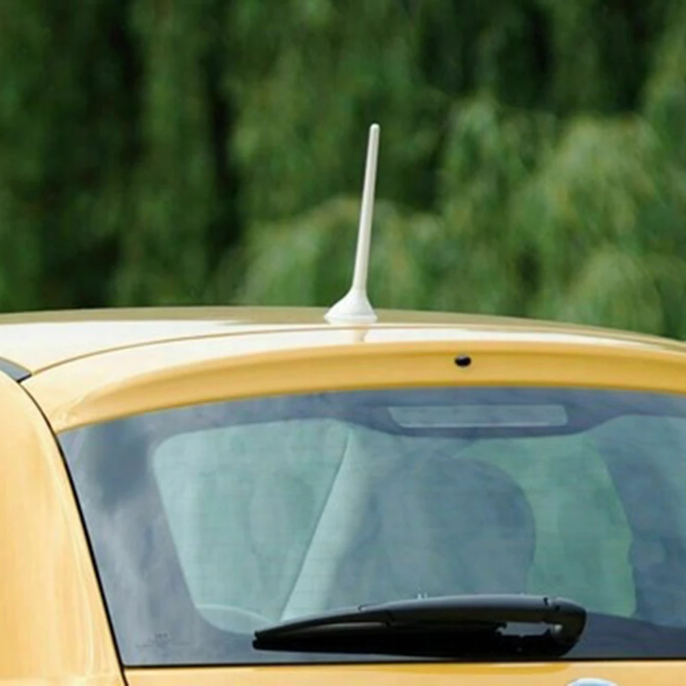White Short Roof Aerial Mast Antenna For Fiat 500 2012-2023 OEM 51932472 52019354 ABS Metal Alloy Direct Fit Replacement