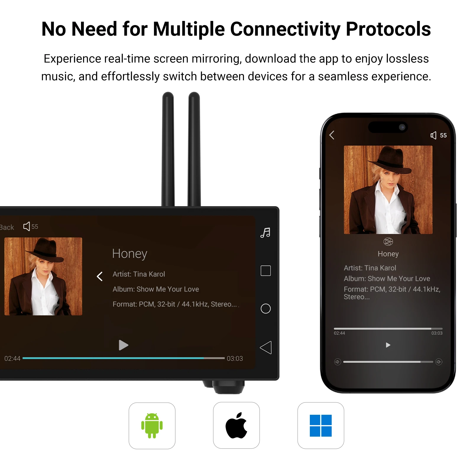 

AIYIMA&HYFIOO DM100 Music Streamer Media Player Bluetooth 5.4 Wireles Audio 5.5 inch LCD Support AirPlay NAS Spotify
