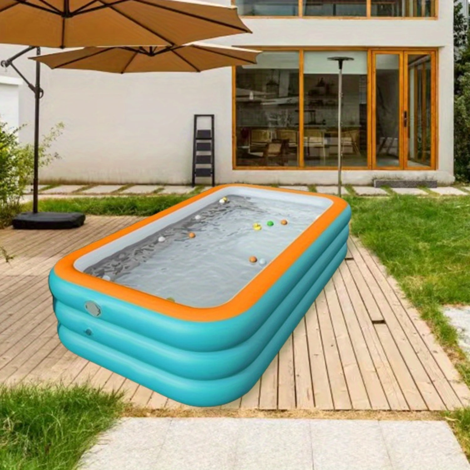 

1PC Extra Large Thickened 70/82/102/120 Inch 3-Layer Inflatable Pool, Durable PVC Small Swimming Pool, Easy To Install, Suitabl