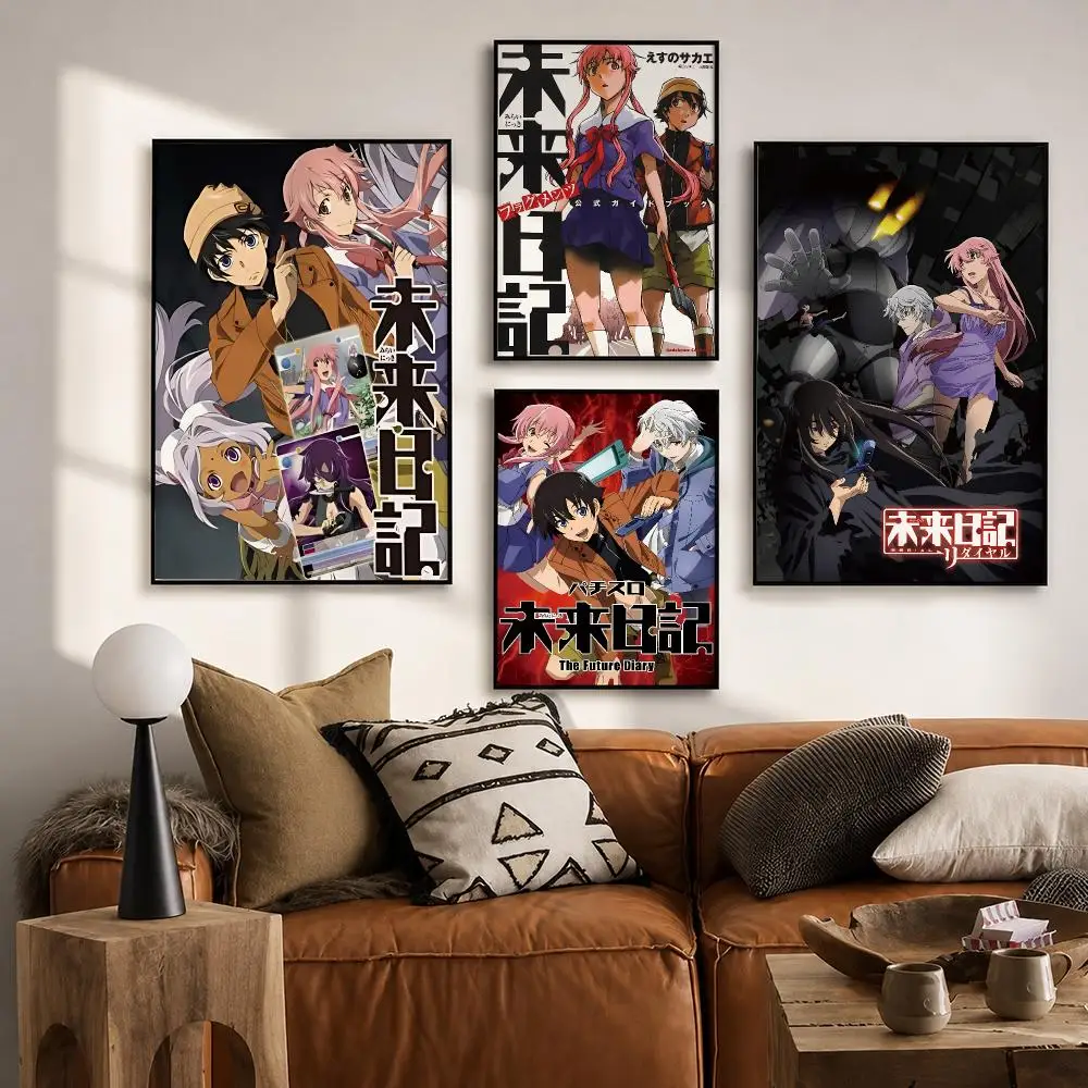 Trusted Entertainment F-Future DiaryS Poster Vintage Retro Anime Poster Stickers Peel and Stick Wall Art Home Decor