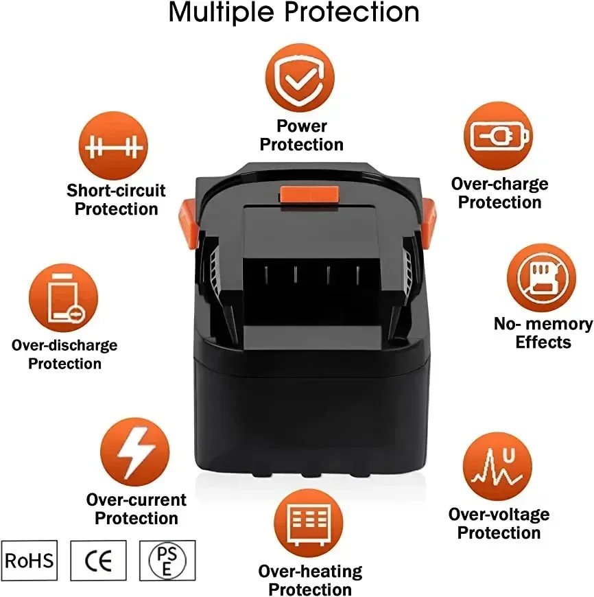 For AEG 18V Battery 6.0AH Lithium-Ion Battery For RIDGID R840087 R840085 L1815R L1850R L1830R R840083 Series Cordless Power Tool