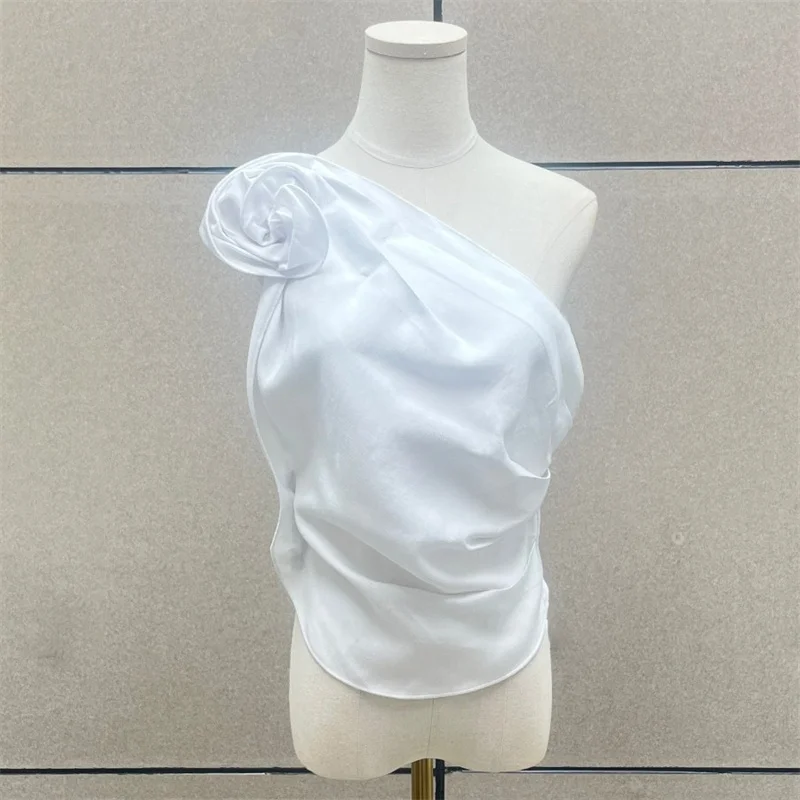 

Женский жилет, новый топ без рукавов с 3D цветочным декором на лето 2024, высококачественная майка из смеси конопли, женский корсет, укороченный топ