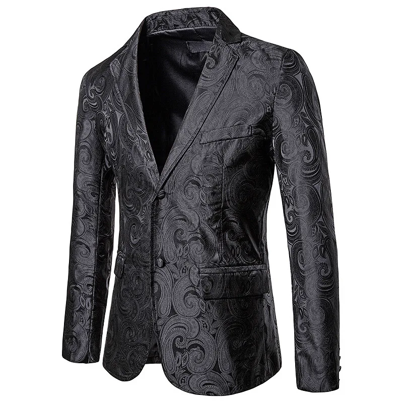 Fashion Men Jacquard Suit Jacket Black / White / Red Classic Male Business Social Wedding Party Dress Blazer Coats