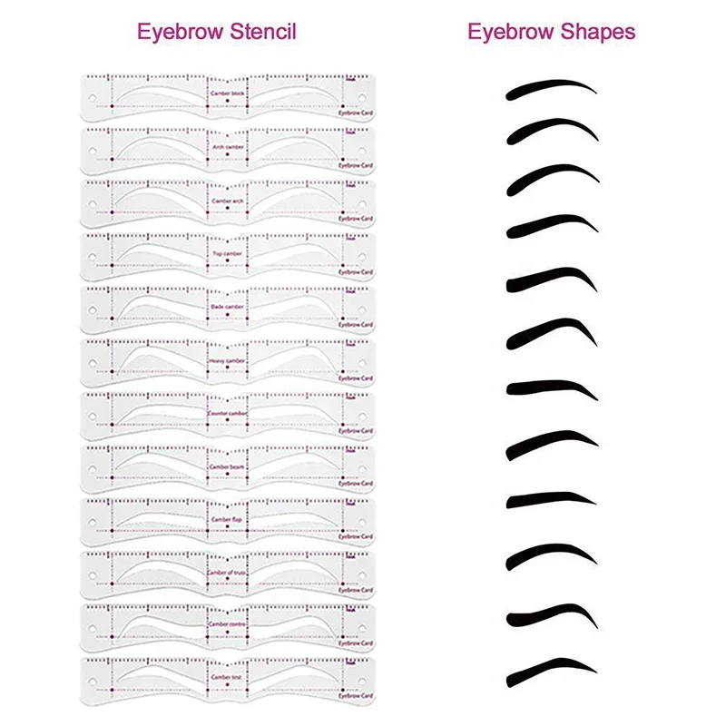 12 Styles/set Reusable DIY Eye Brow Drawing Guide Styling Shaping Grooming Template Card Eyebrow Stencil Set  Easy Make Up Tools